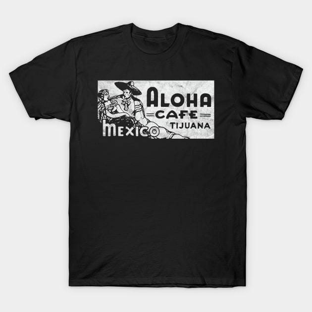 Tiki Bar / Aloha Cafe Tijuana Mexico / White Print T-Shirt by RCDBerlin